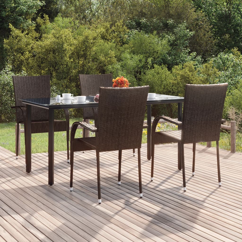 vidaXL Set da Pranzo da Giardino 5 pz Marrone in Polyrattan