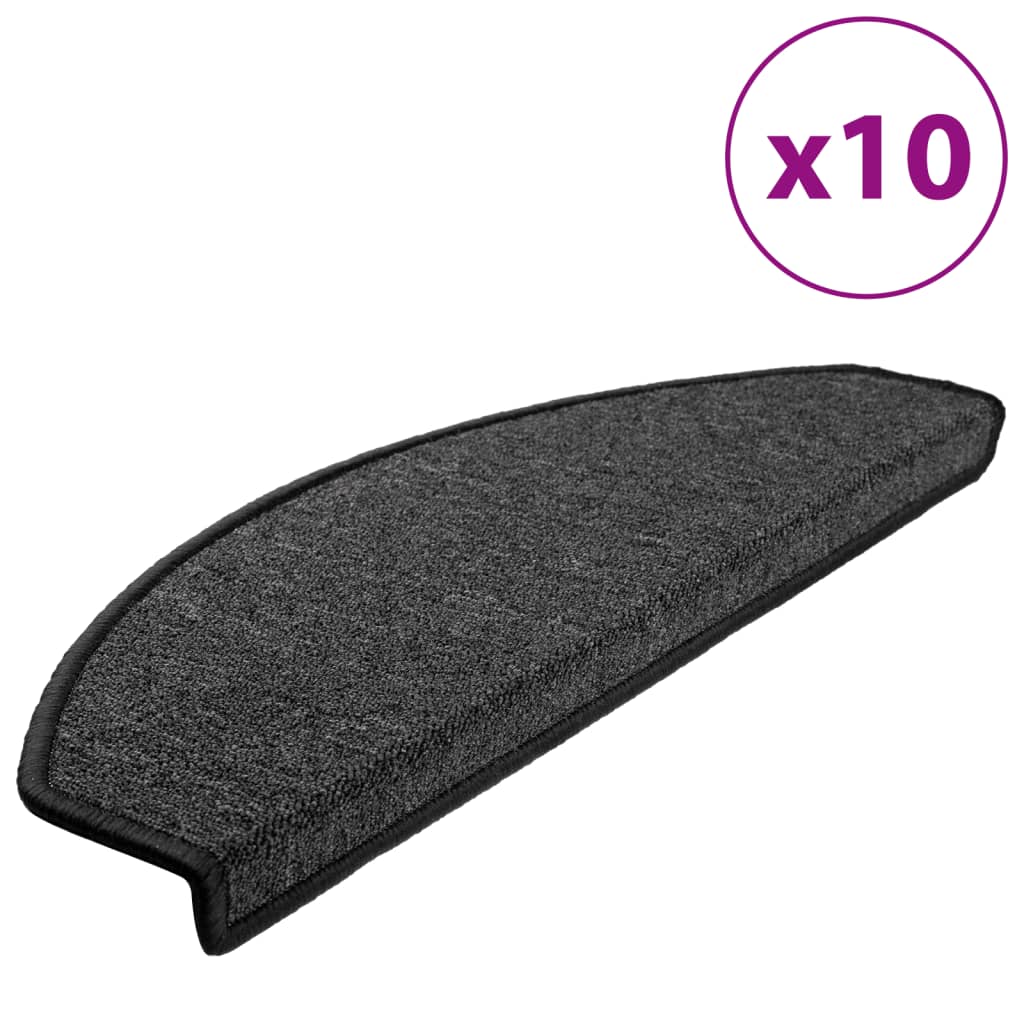 vidaXL Tappetini per Scale 10 pz 65x24x4 cm Antracite