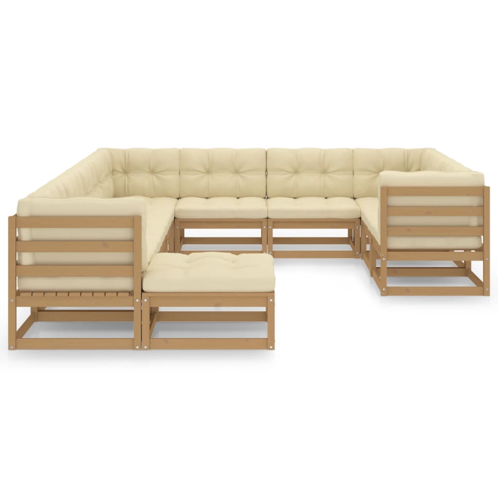 vidaXL Set Salotto Giardino e Cuscini 11 pz Legno Massello Pino Ambra