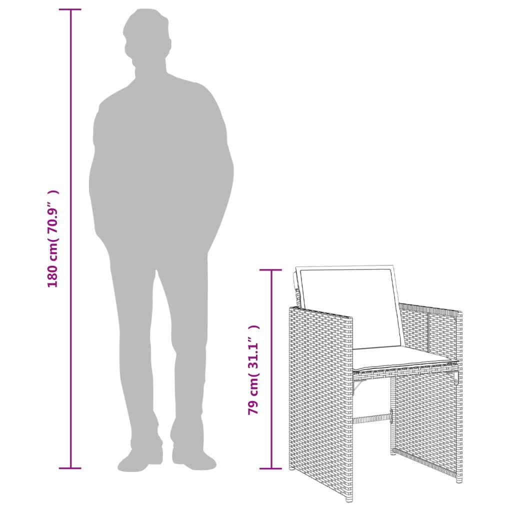 vidaXL Set da Pranzo da Giardino 5 pz con Cuscini in Polyrattan Grigio