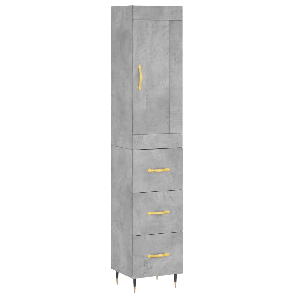 vidaXL Credenza Grigio Cemento 34,5x34x180 cm in Legno Multistrato