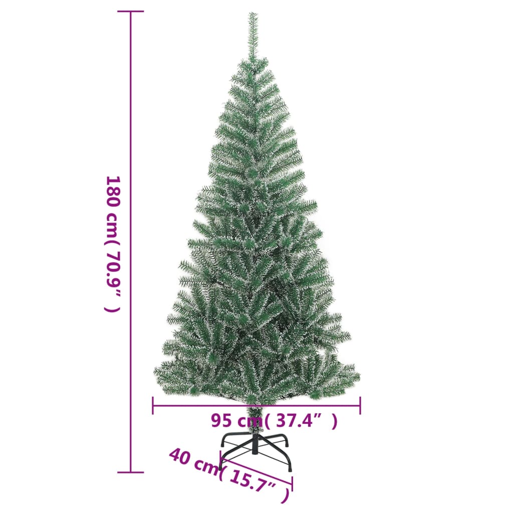 vidaXL Albero di Natale Artificiale con 300 LED Palline e Neve 180 cm