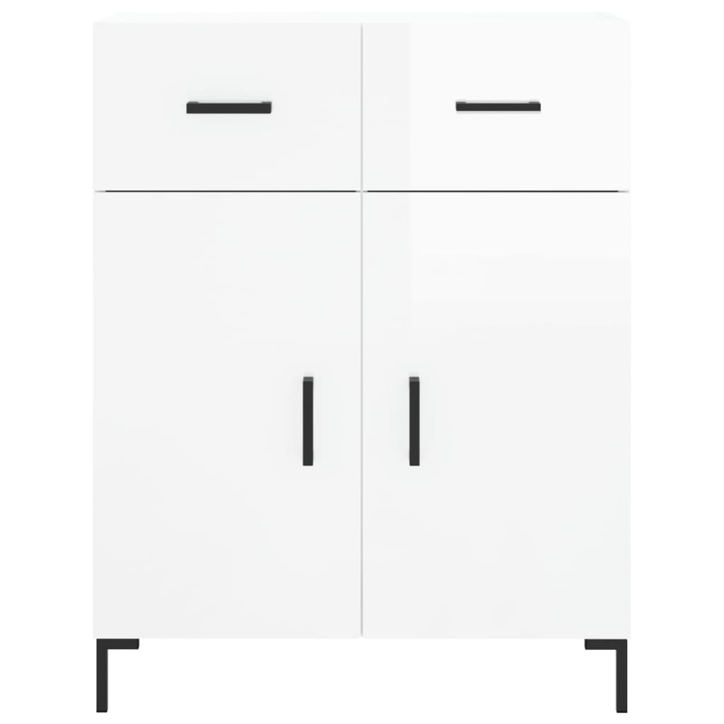 vidaXL Credenza 69,5x34x90 cm in Legno Multistrato Bianco Lucido