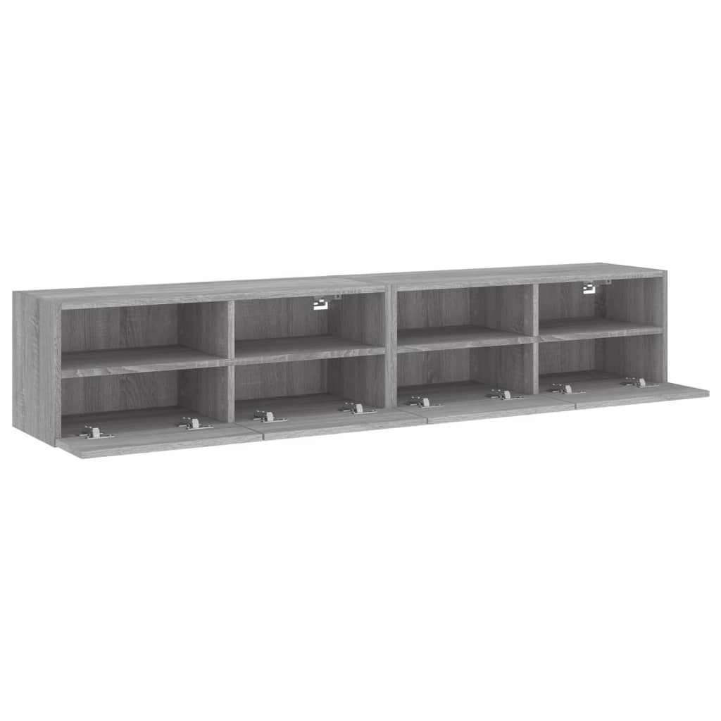 vidaXL Mobili TV Parete 2pz Grigio Sonoma 80x30x30cm Legno Multistrato