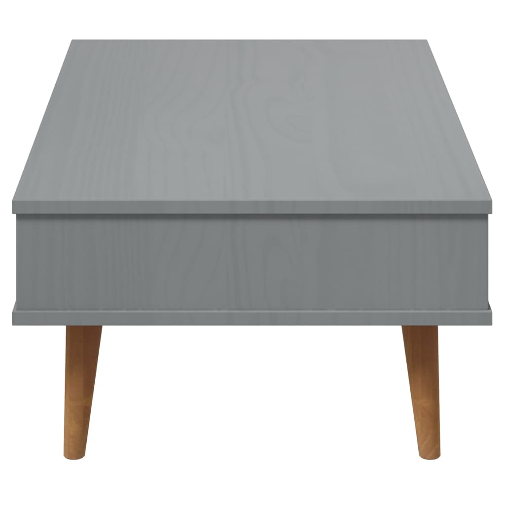 vidaXL Tavolino MOLDE Grigio 100x55x31 cm in Legno Massello di Pino