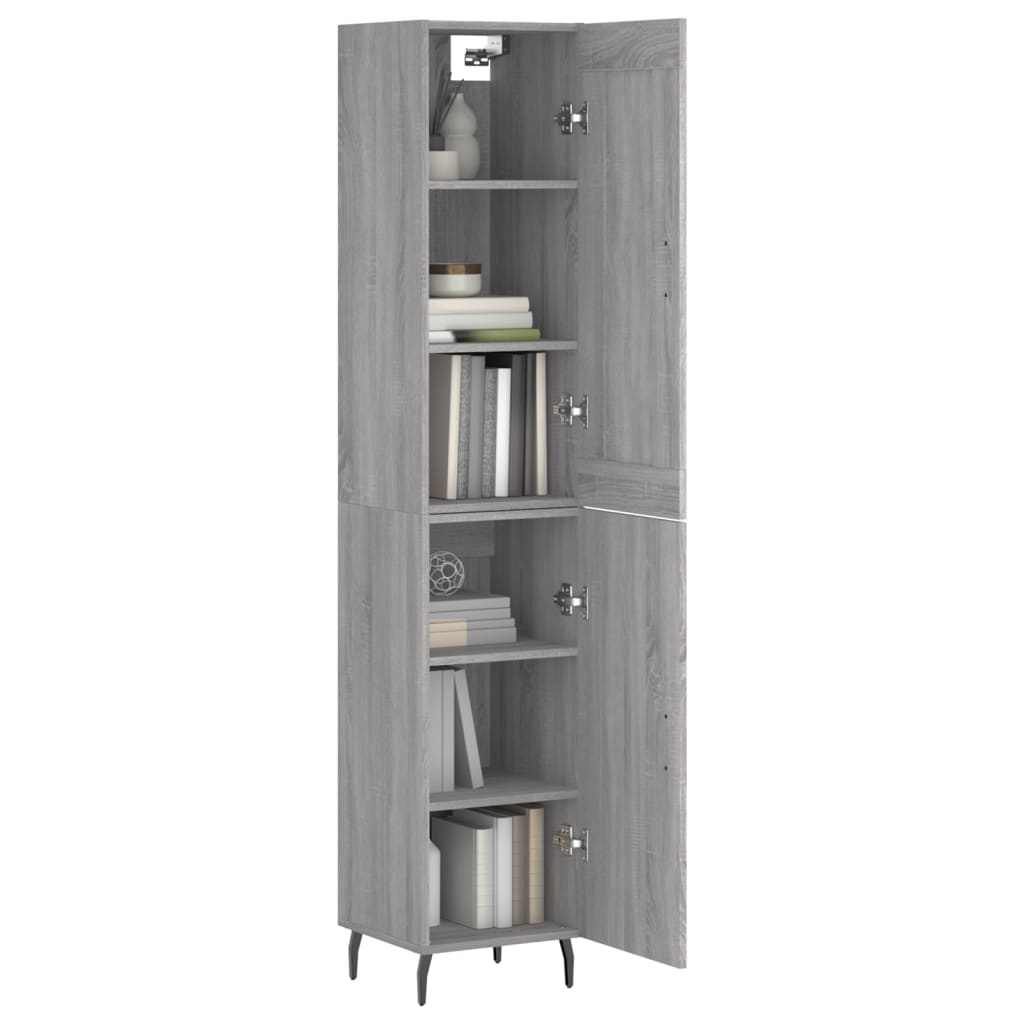 vidaXL Credenza Grigio Sonoma 34,5x34x180 cm in Legno Multistrato