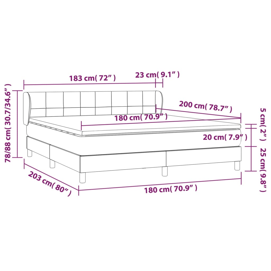 vidaXL Giroletto a Molle con Materasso Marrone Scuro 180x200cm Tessuto