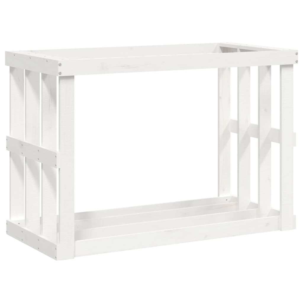 vidaXL Portaceppi da Esterno Bianco 108x52x74 cm Legno Massello Pino