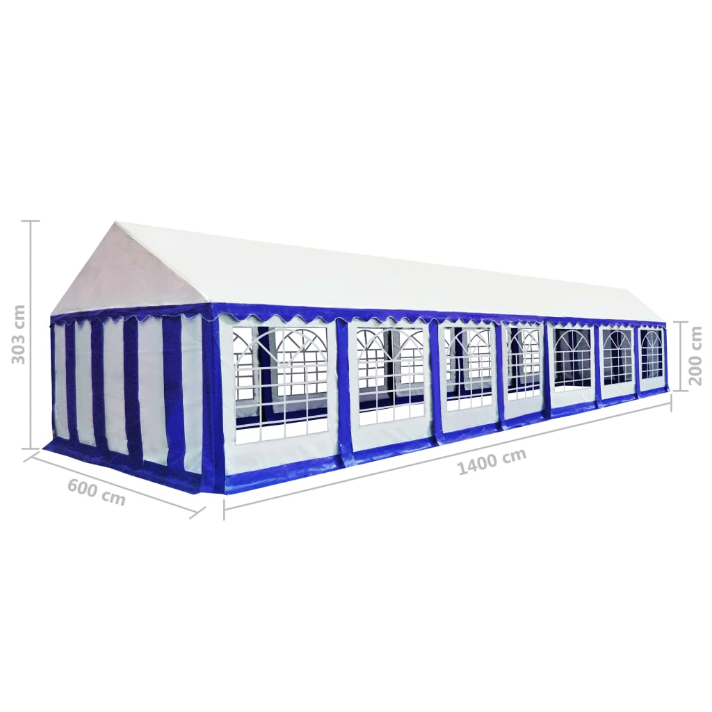 vidaXL Tessuto per Tenda 6x14 m Blu e Bianco