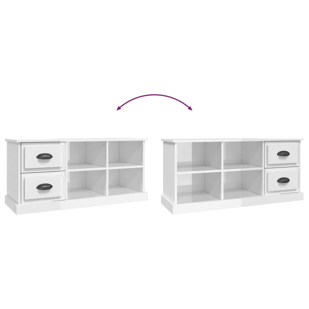 vidaXL Mobile Porta TV Bianco Lucido 102x35,5x47,5cm Legno Multistrato