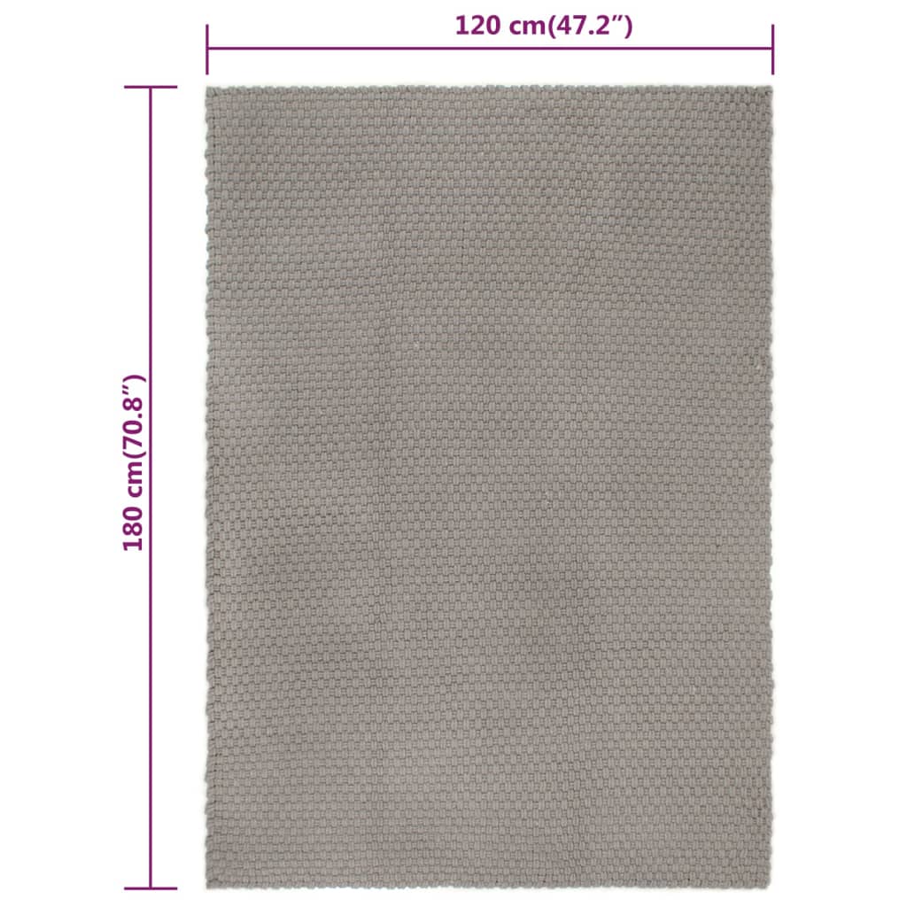 vidaXL Tappeto Rettangolare Grigio 120x180 cm in Cotone