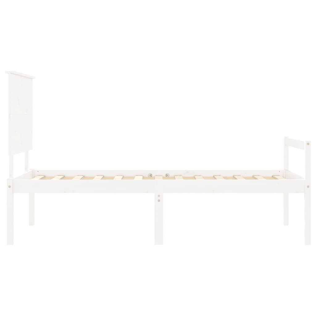 vidaXL Letto per Anziani Bianco Testiera Small Single Legno Massello