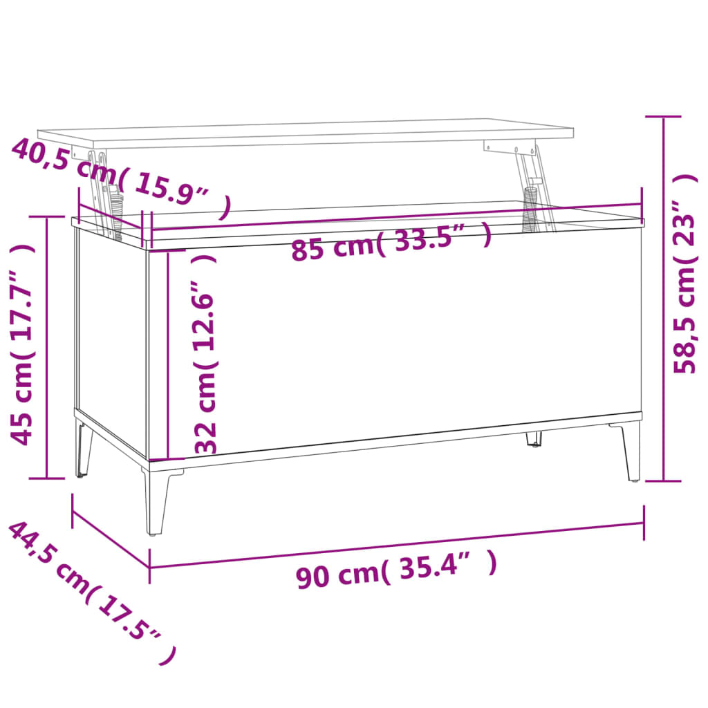 vidaXL Tavolino da Salotto Nero 90x44,5x45 cm in Legno Multistrato