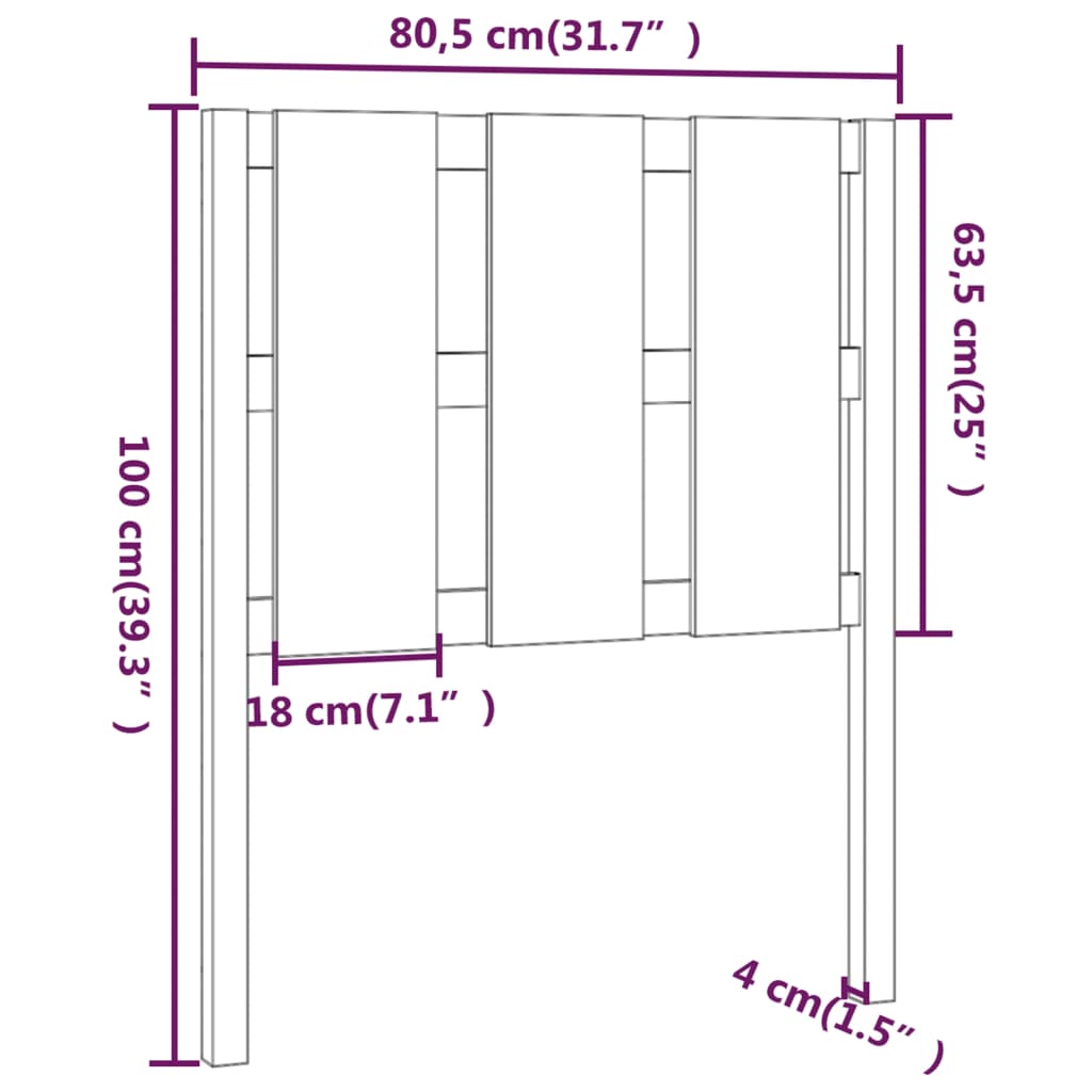 vidaXL Testiera Letto Grigia 80,5x4x100 cm in Legno Massello di Pino