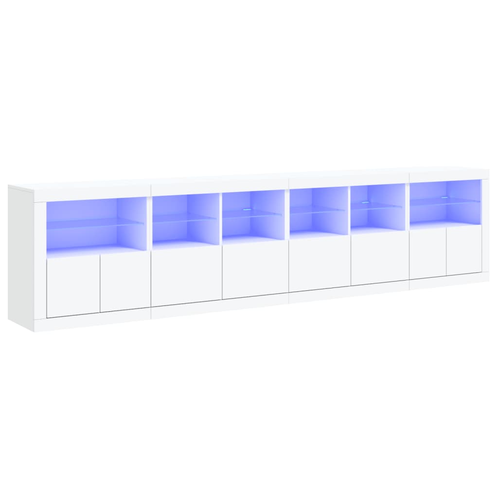 vidaXL Credenza con Luci LED Bianca 283x37x67 cm