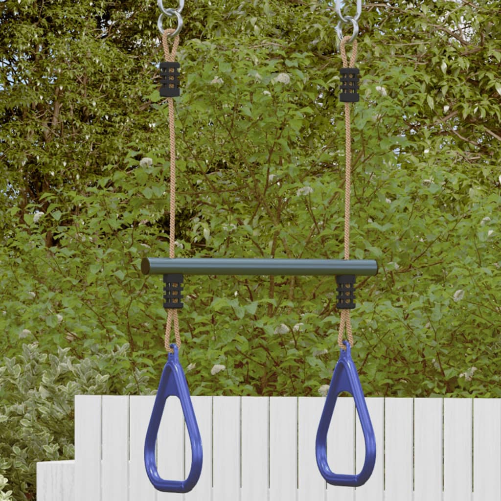 vidaXL Barra Trapezio con Anelli per Bambini Blu e Verde in Acciaio