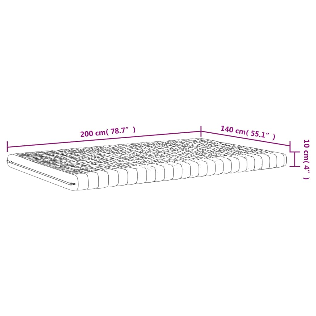 vidaXL Materasso in Schiuma Bianco 140x200 cm 7 Zone Durezza 20 ILD