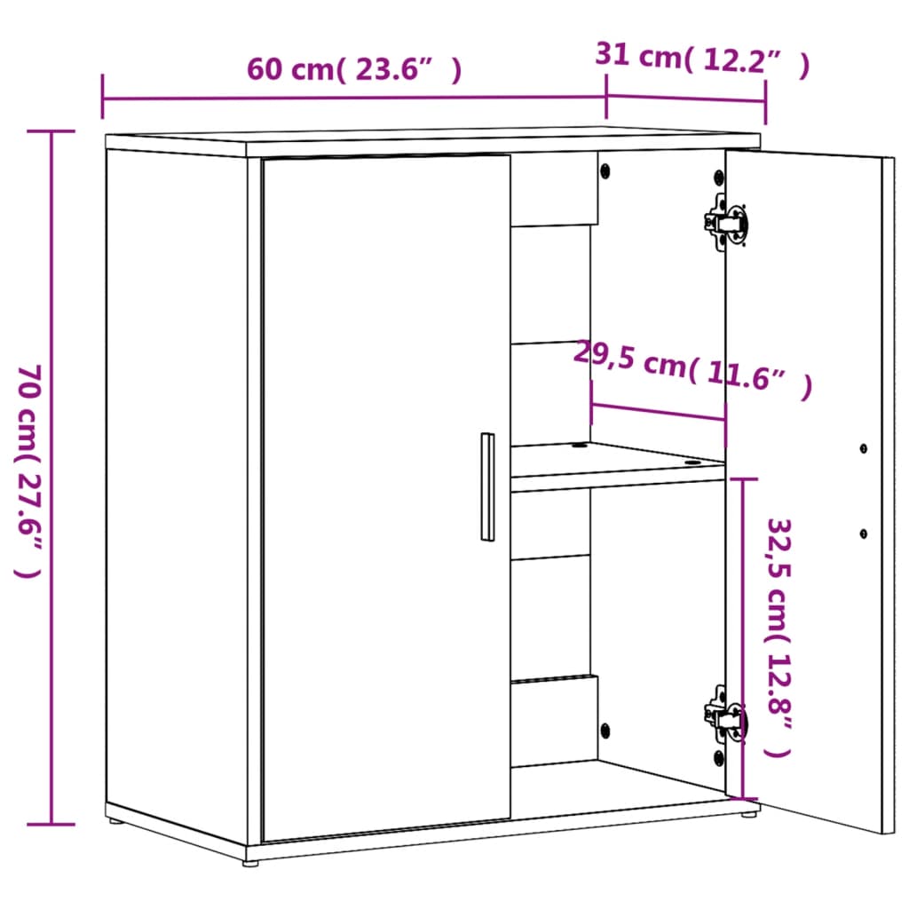 vidaXL Credenze 2 pz Rovere Fumo 60x31x70 cm in Legno Multistrato