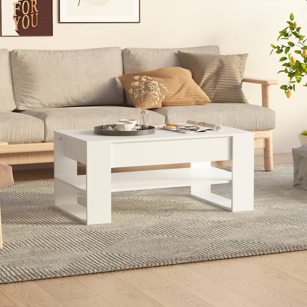 vidaXL Tavolino da Salotto Bianco 102x55x45 cm in Legno Multistrato