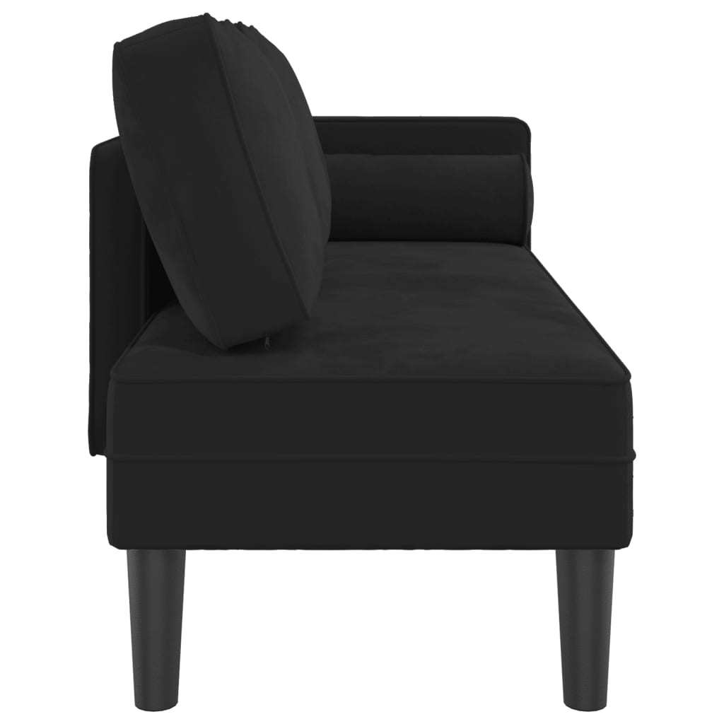 vidaXL Chaise Lounge con Cuscini Nero in Velluto