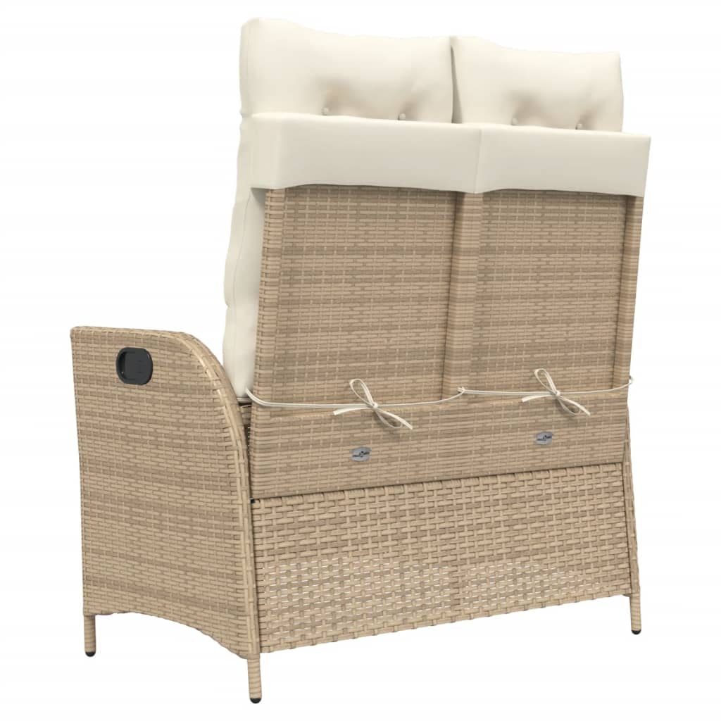 vidaXL Panca Reclinabile da Giardino con Cuscini Beige in Polyrattan