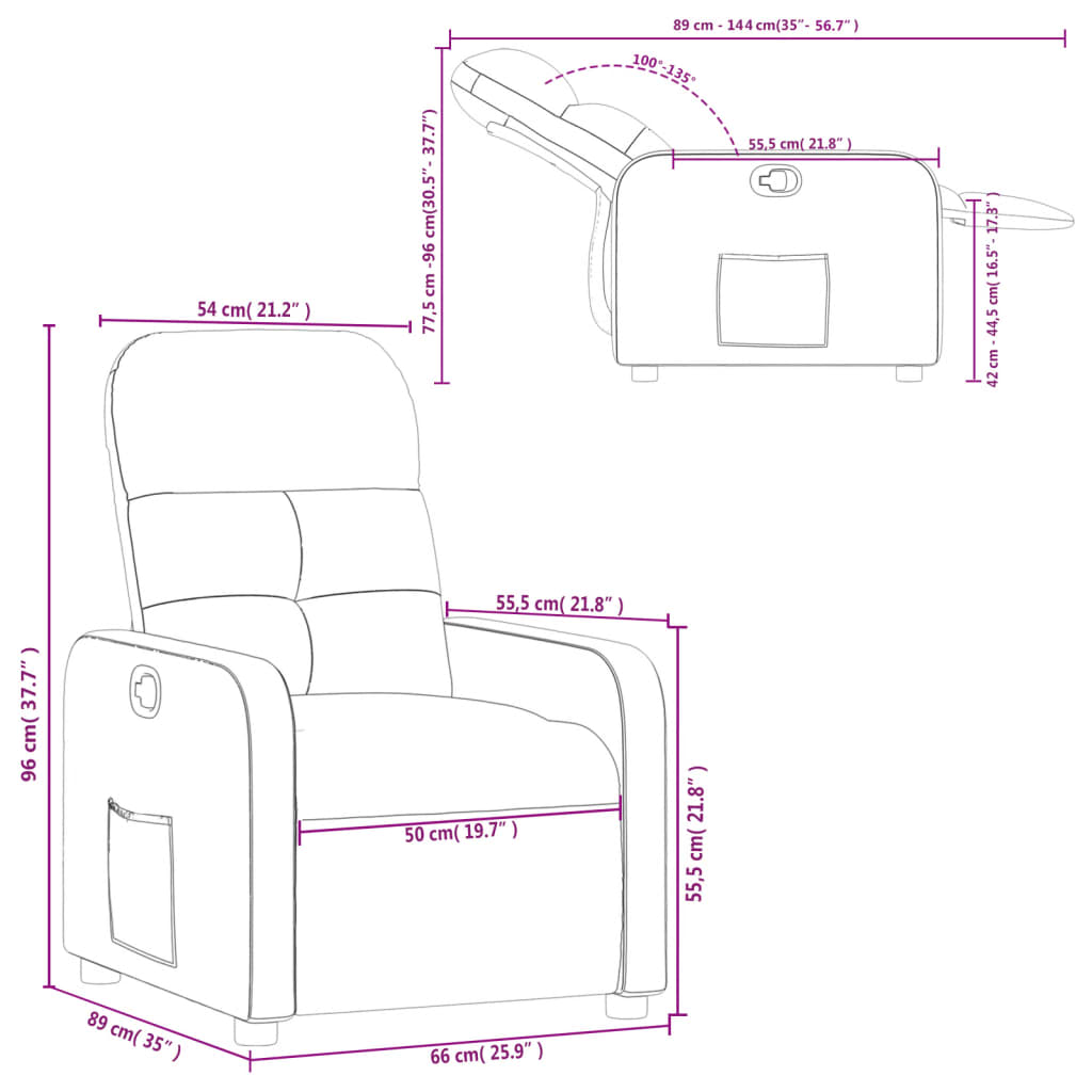 vidaXL Poltrona Reclinabile in Tessuto Grigio Scuro