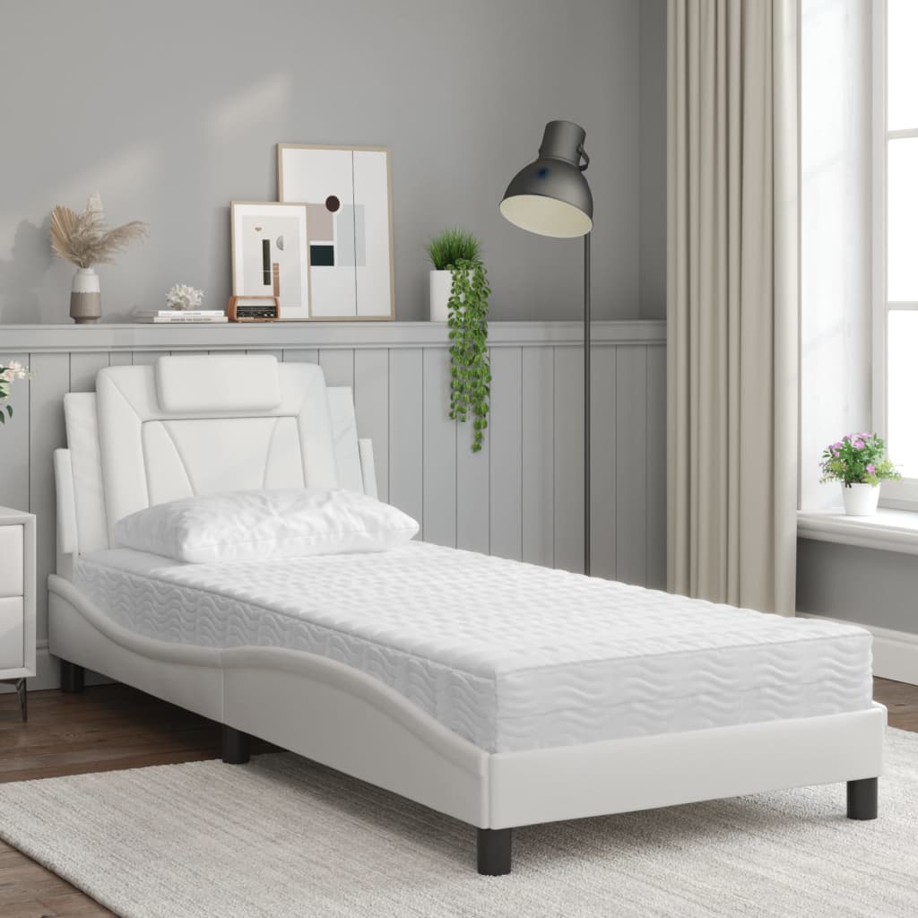 vidaXL Letto con Materasso Bianco 80x200 cm in Similpelle