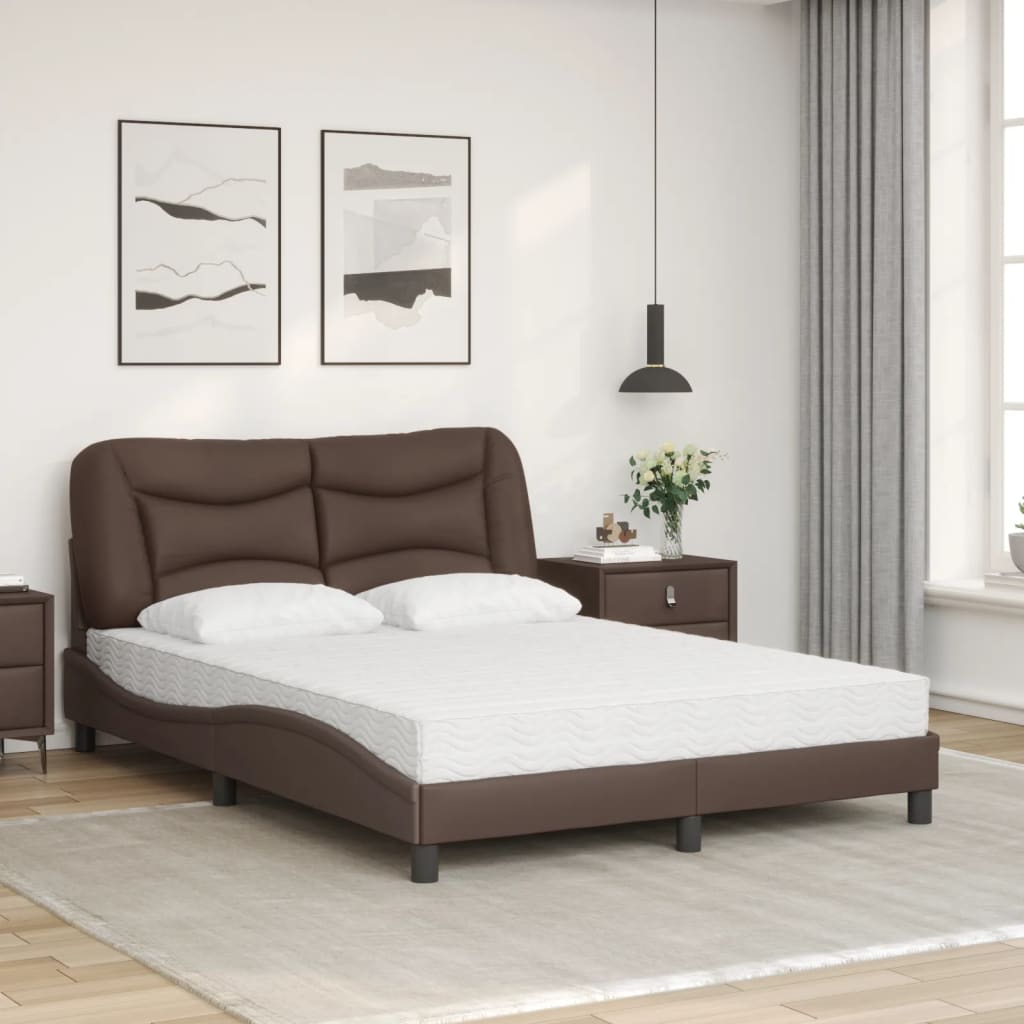 vidaXL Letto con Materasso Marrone 140x200cm in Similpelle