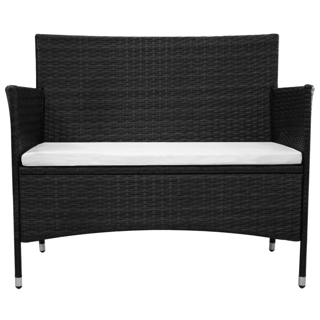 vidaXL Panchina da Giardino con Cuscino in Polyrattan Nero