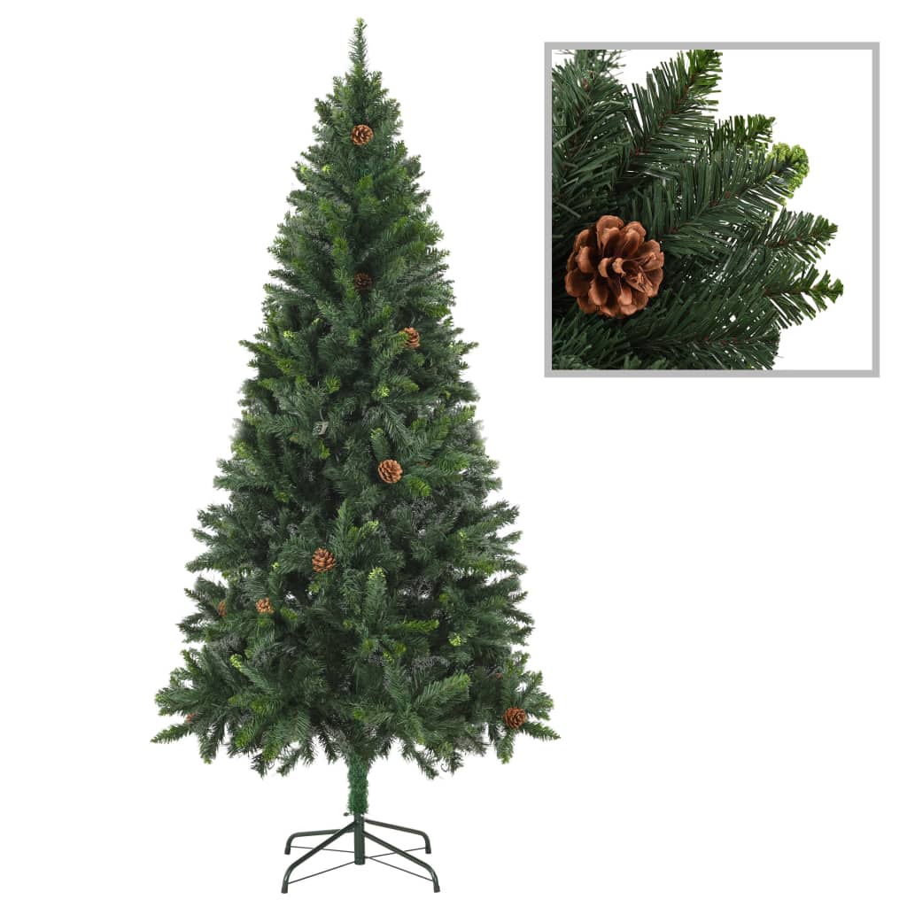 vidaXL Albero di Natale Preilluminato con Palline Verde 210 cm