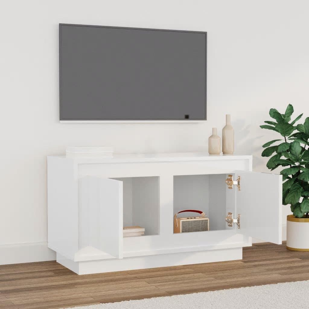 vidaXL Mobile Porta TV Bianco Lucido 80x35x45 cm in Legno Multistrato