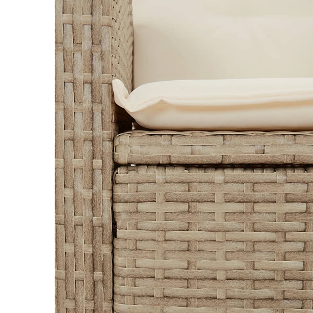 vidaXL Panca Reclinabile da Giardino con Cuscini Beige in Polyrattan