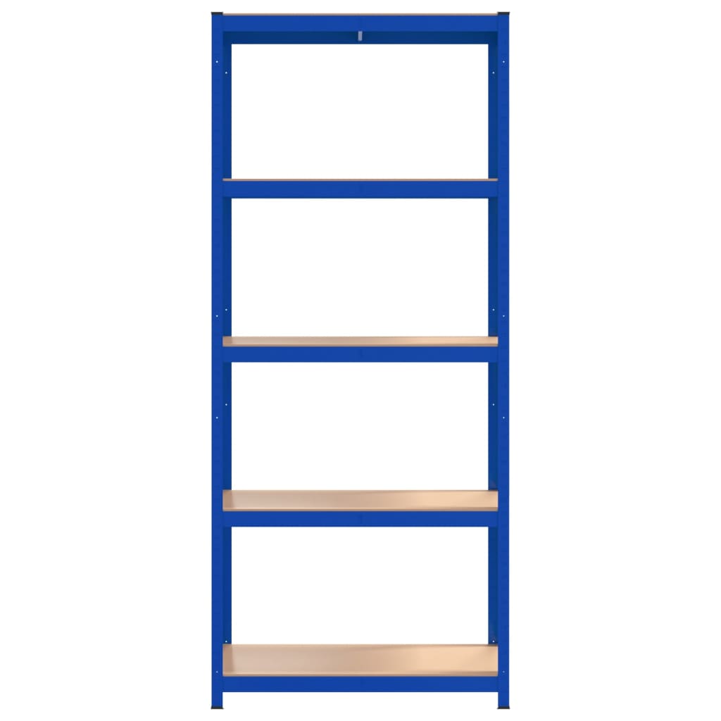 vidaXL Mensole a 5 Ripiani 2pz Blu in Acciaio e Legno Multistrato