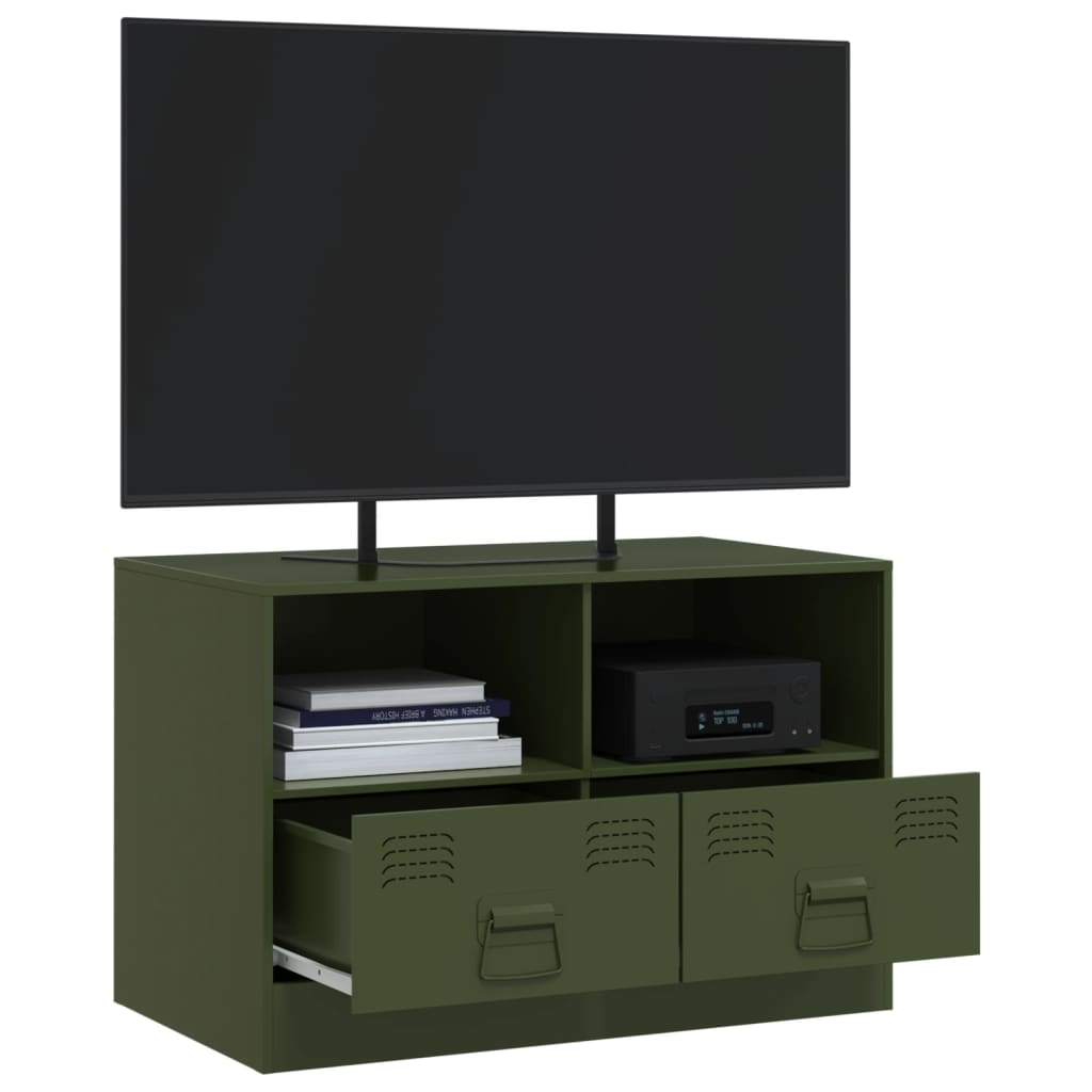 vidaXL Mobile TV Verde Oliva 67x39x44 cm in Acciaio