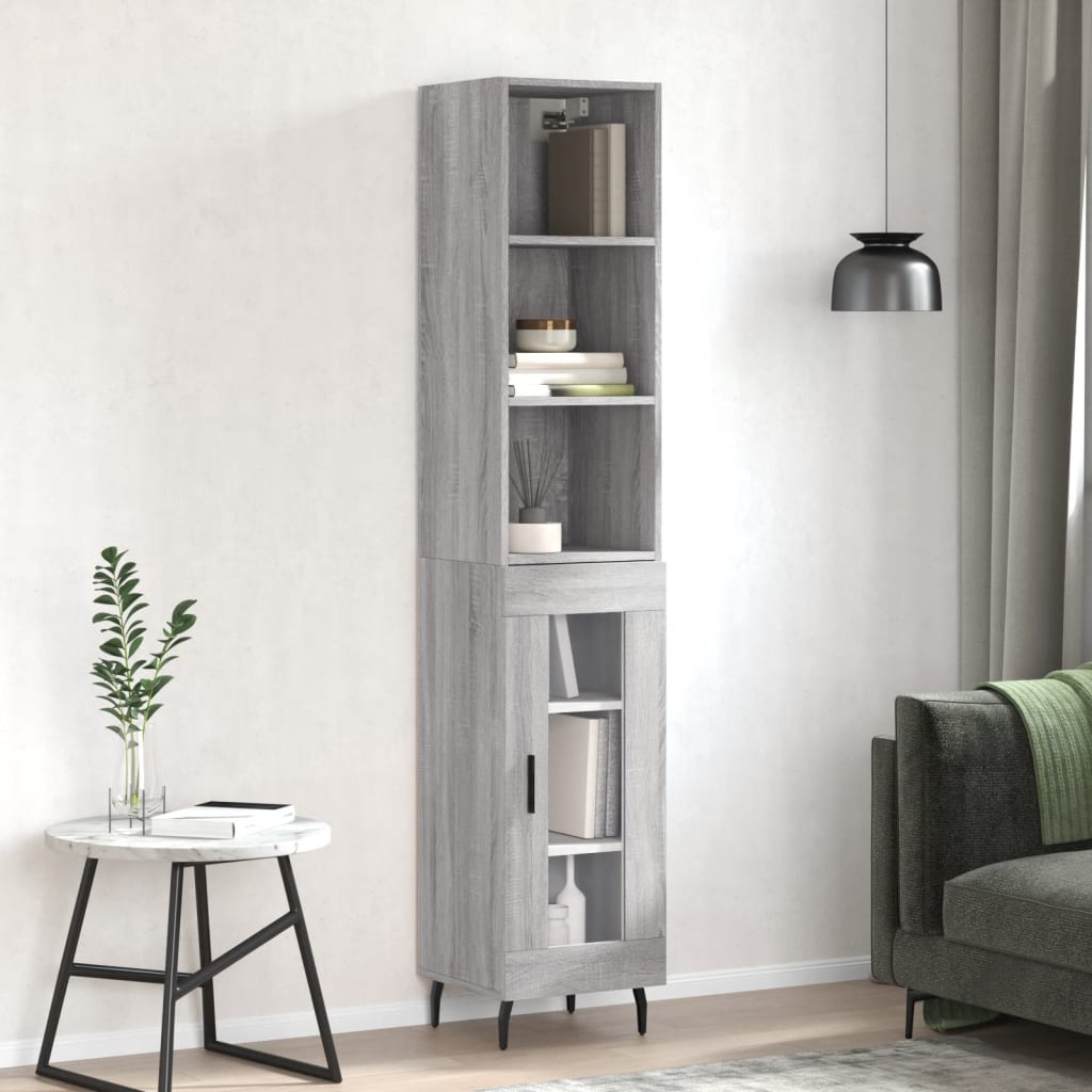 vidaXL Credenza Grigio Sonoma 34,5x34x180 cm in Legno Multistrato