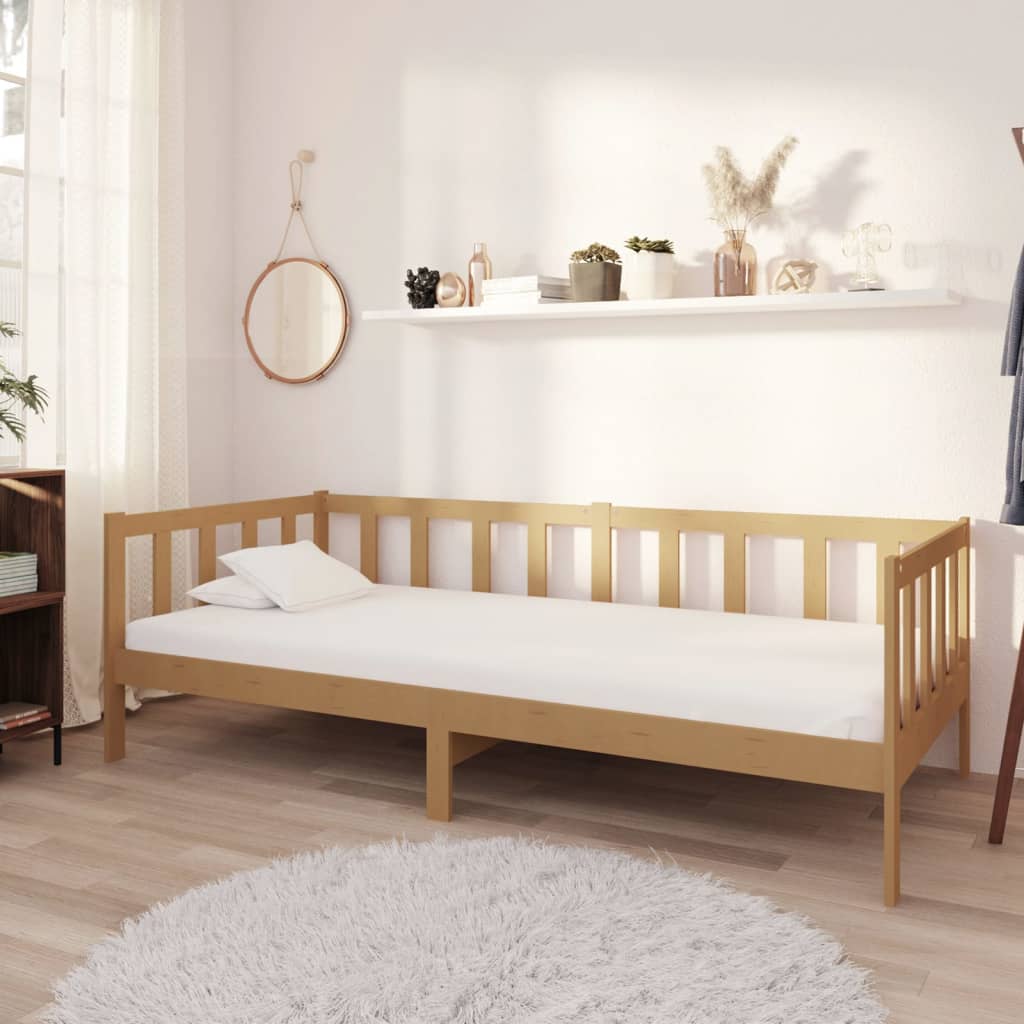 vidaXL Divano Letto con Materasso 90x200 cm ambra in Legno di Pino