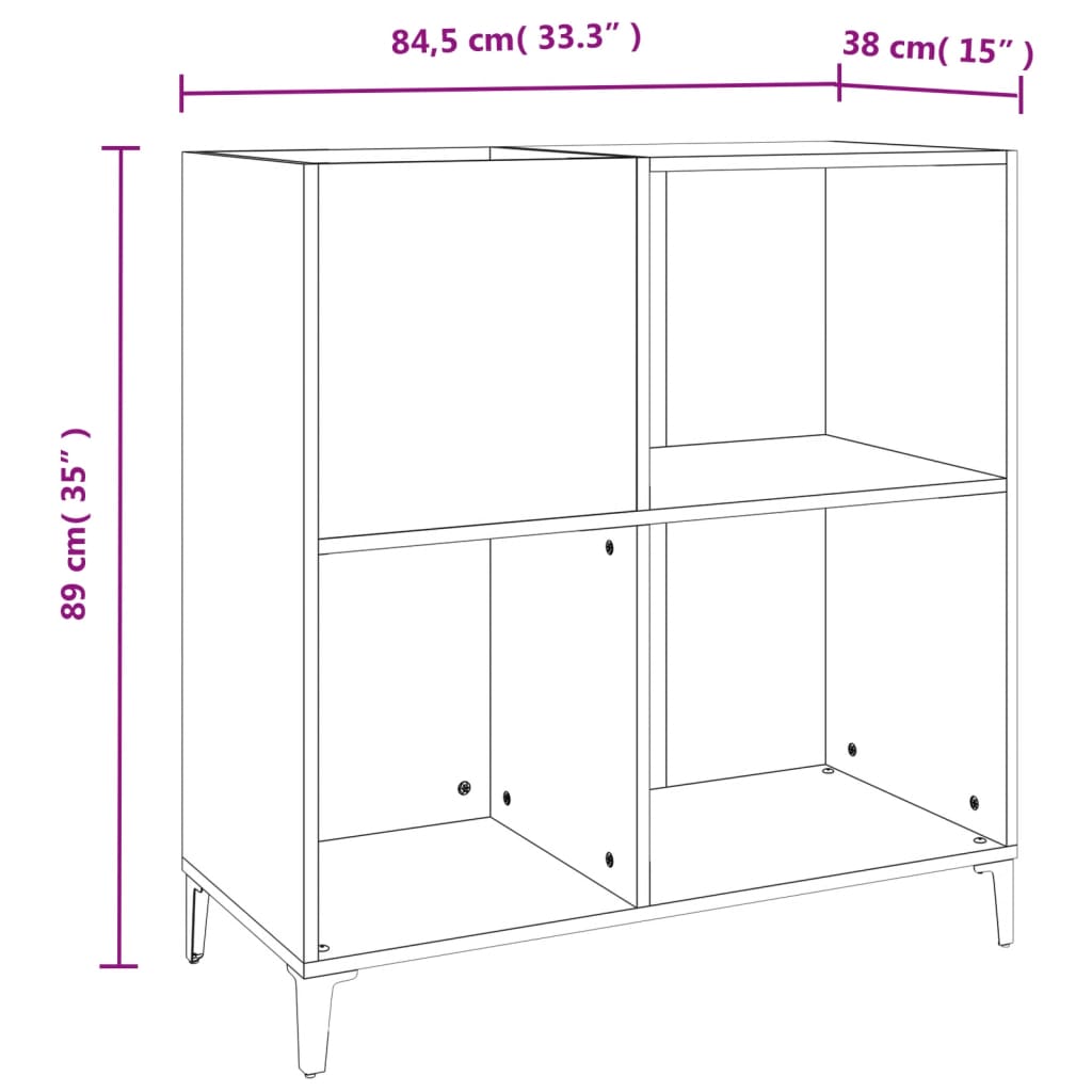 vidaXL Mobile Porta Dischi Nero 84,5x38x89 cm in Legno Multistrato