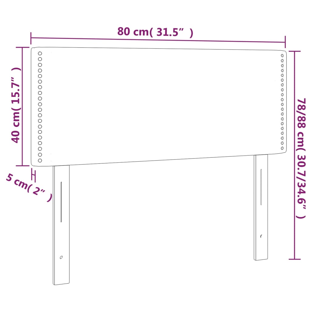 vidaXL Testiera a LED Rosa 80x5x78/88 cm in Velluto