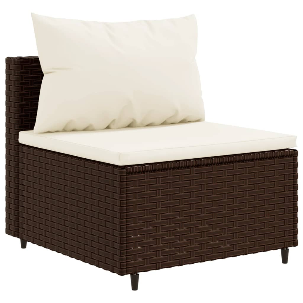 vidaXL Set Divani da Giardino 7 pz con Cuscini in Polyrattan Marrone