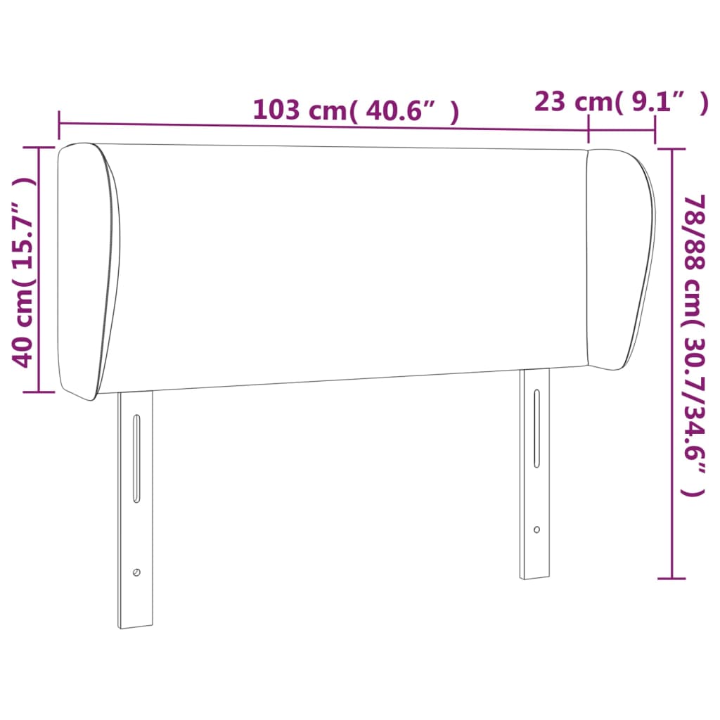 vidaXL Testiera ad Orecchio Nera 103x23x78/88 cm in Similpelle